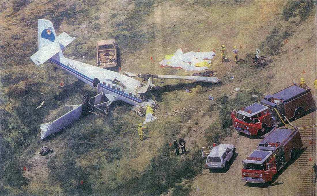 Learjet 23 crash — near Riverside-March AFB, CA (RIV), 1988-07-30